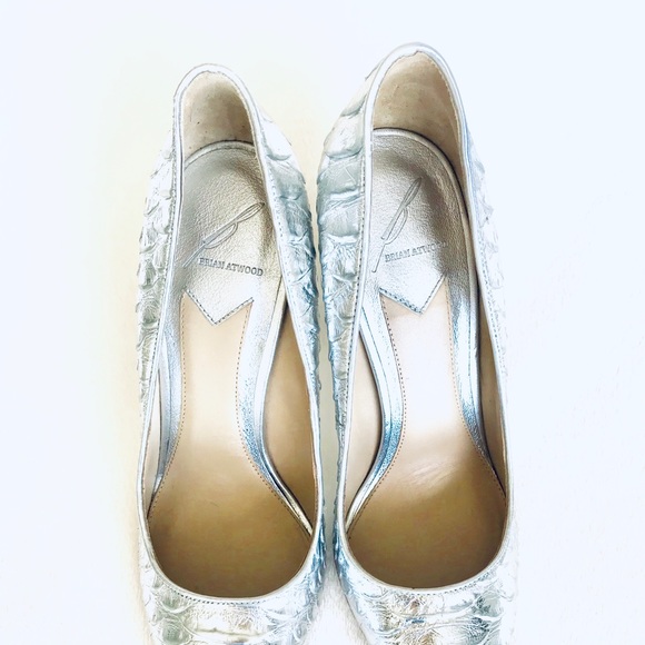 Brian Atwood Silver Croco Beauty Heels - Picture 4 of 11